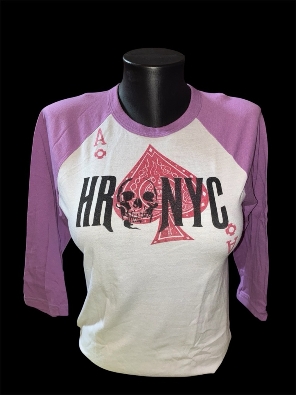 NYC Ace of Spades Raglan Tee in Lavender & White